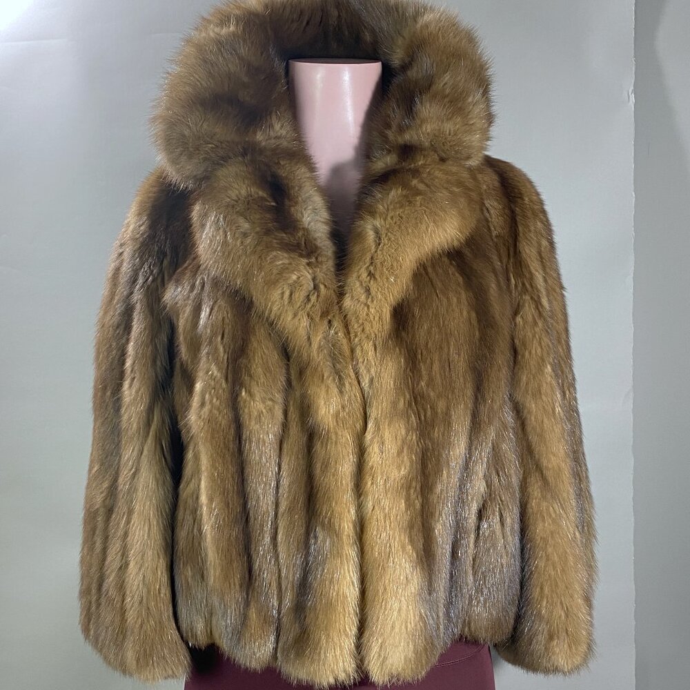 Waist-Length Genuine Vintage Mink Coat from the 1980s Size Sm/M